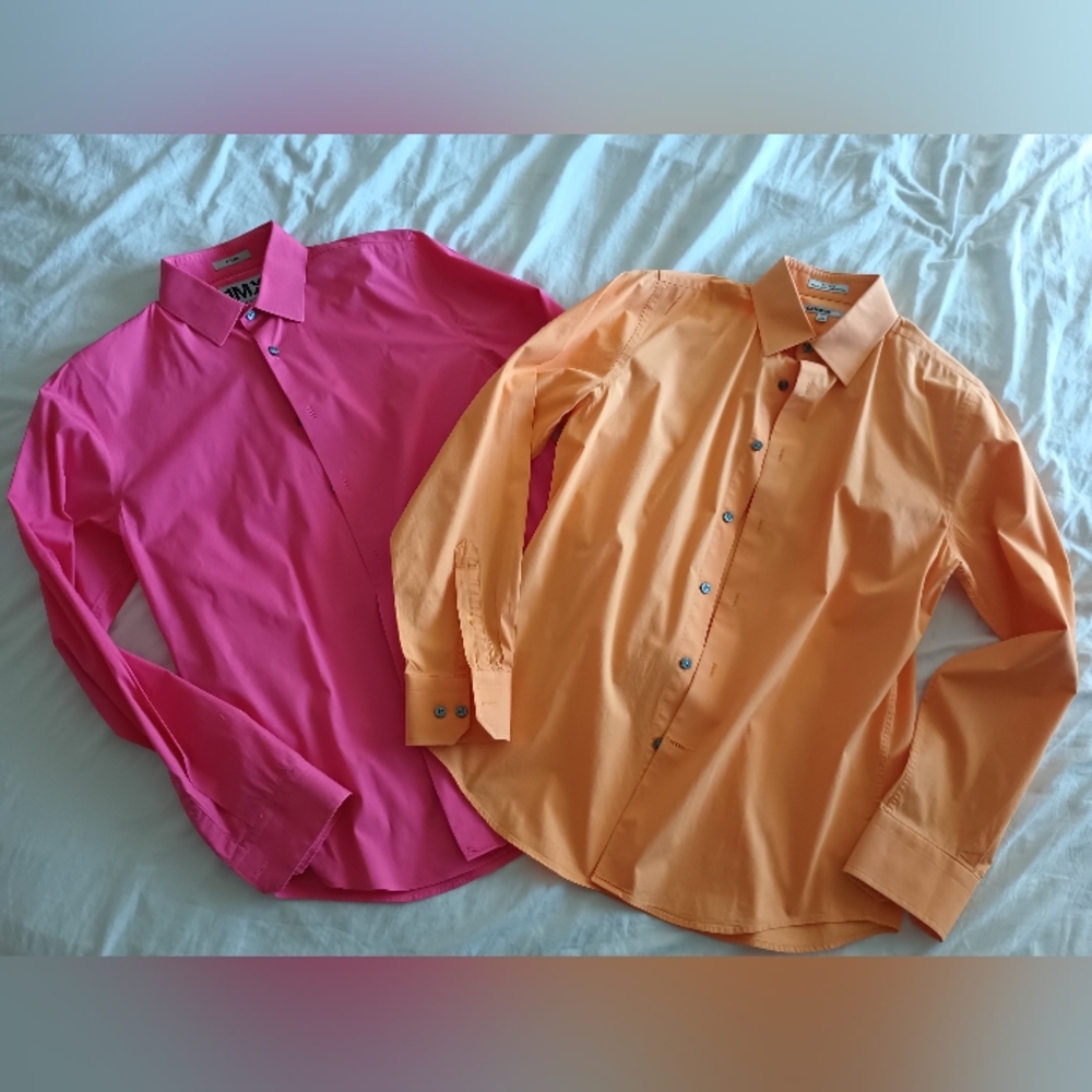 Men's Express Fitted Button Up Shirt Set Bundle